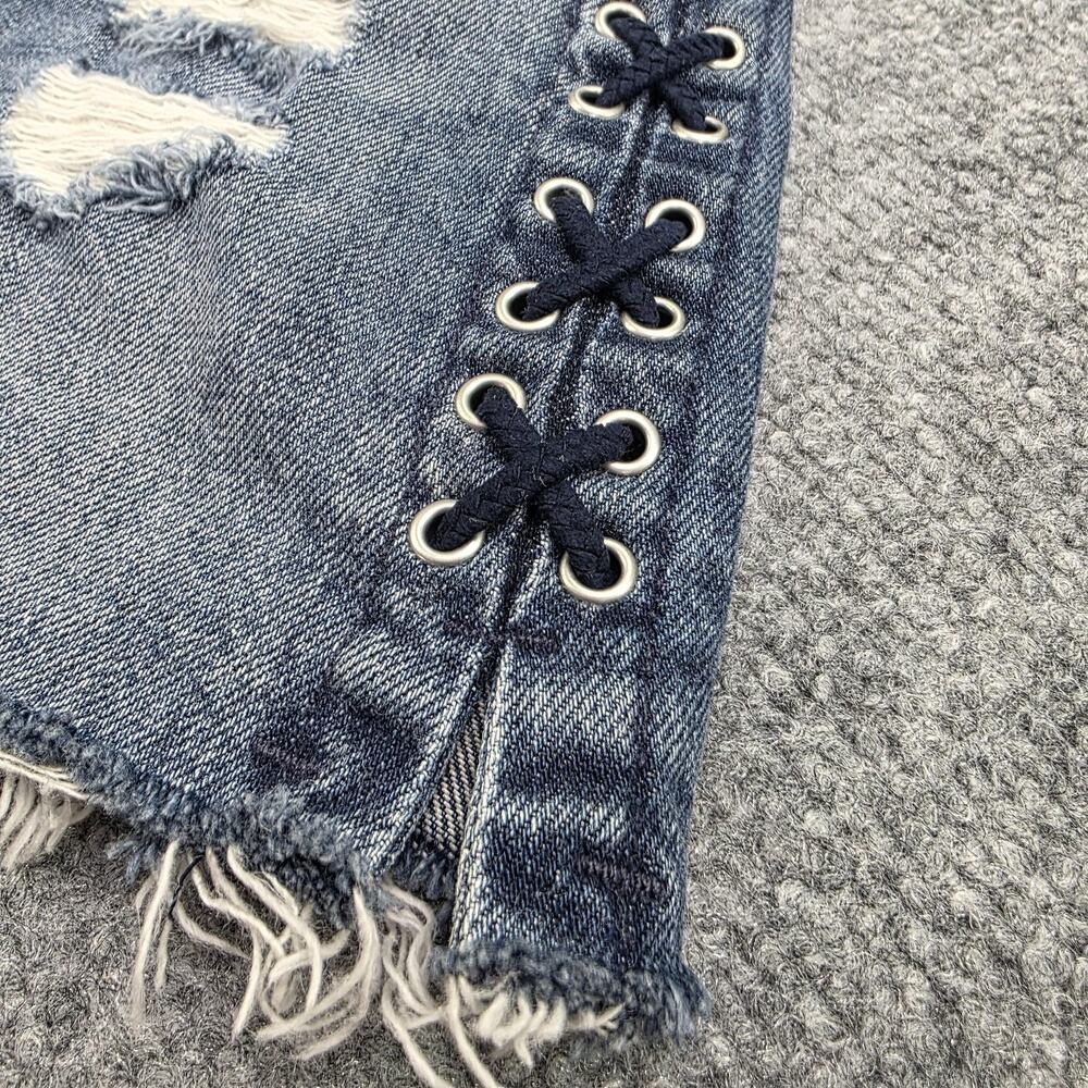 Hudson Jean Shorts Womens 23 Blue Sade Lace Up Cut Off Denim Distressed Mid Rise - Picture 10 of 16